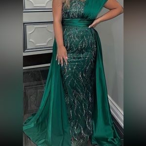 Beaded green dress prom